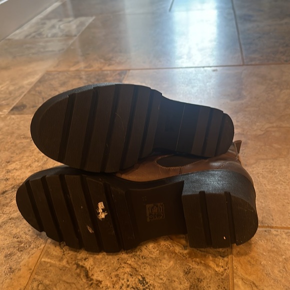 Anthropologie Olive Green Leather Slip On Boots - Picture 3 of 5